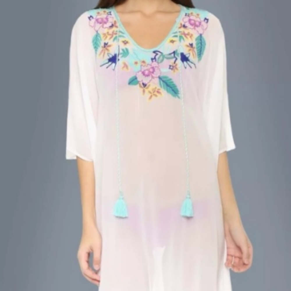 Beautiful chiffon white bikini coverup